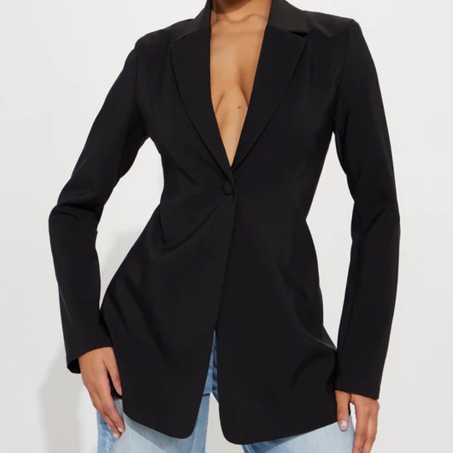 Single Button Black Blazer