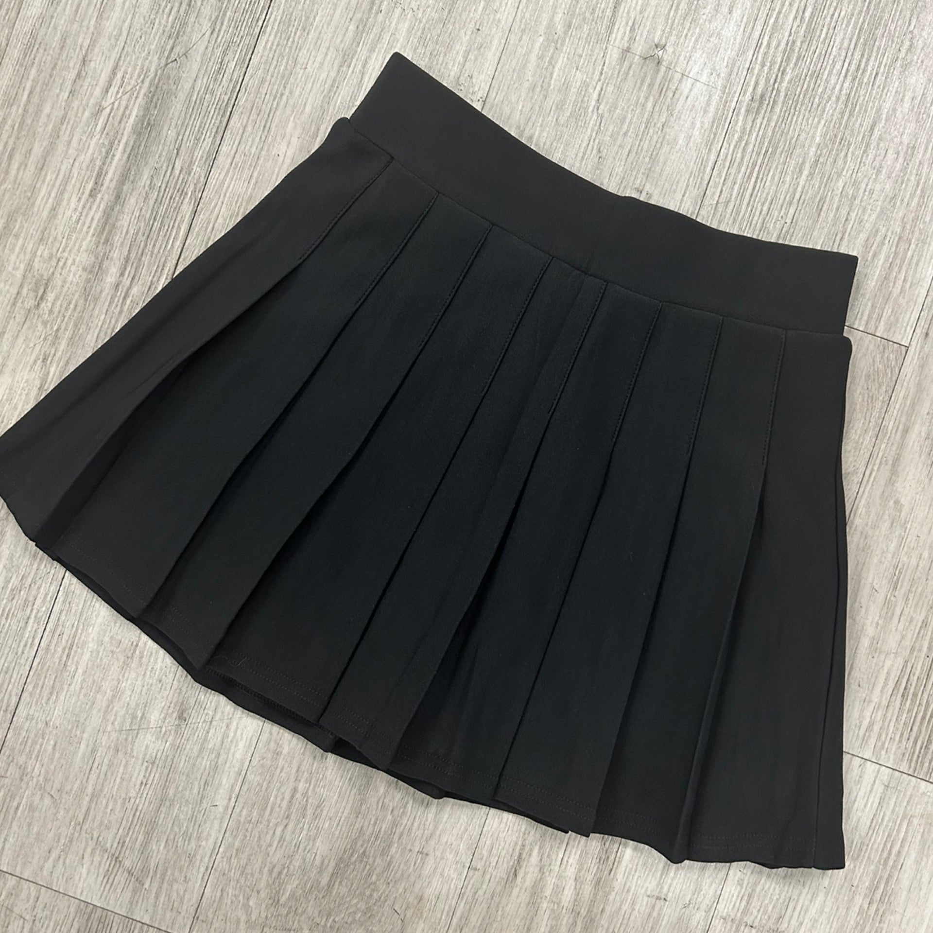 Black Pleated Mini Skort Skirt