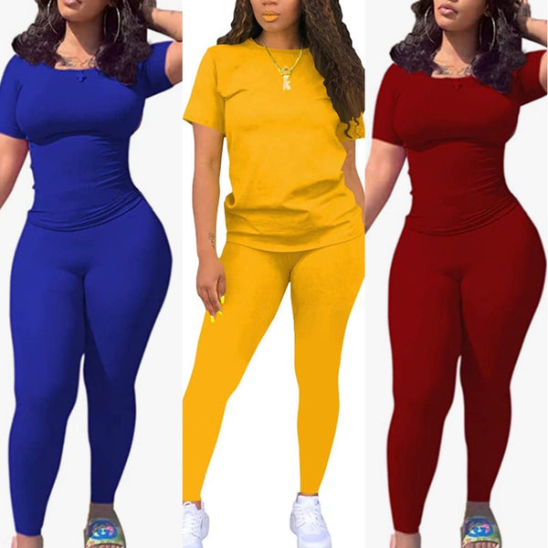 “Jojo” 2 Piece Fitted Cotton Tee Shirt & Legging Set