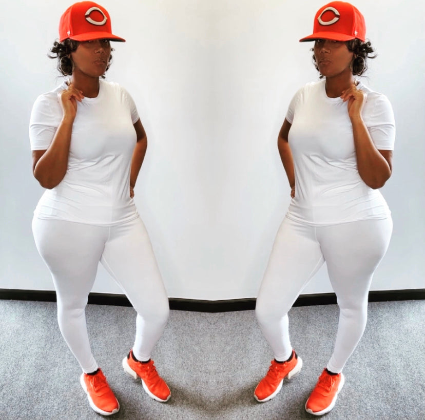 “Jojo” 2 Piece Fitted Cotton Tee Shirt & Legging Set