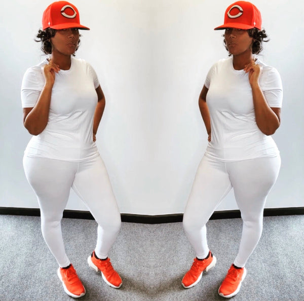 “Jojo” 2 Piece Fitted Cotton Tee Shirt & Legging Set