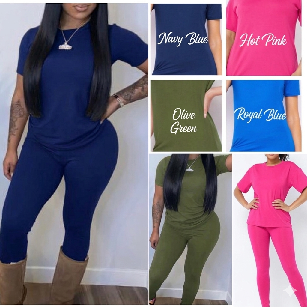“Jojo” 2 Piece Fitted Cotton Tee Shirt & Legging Set