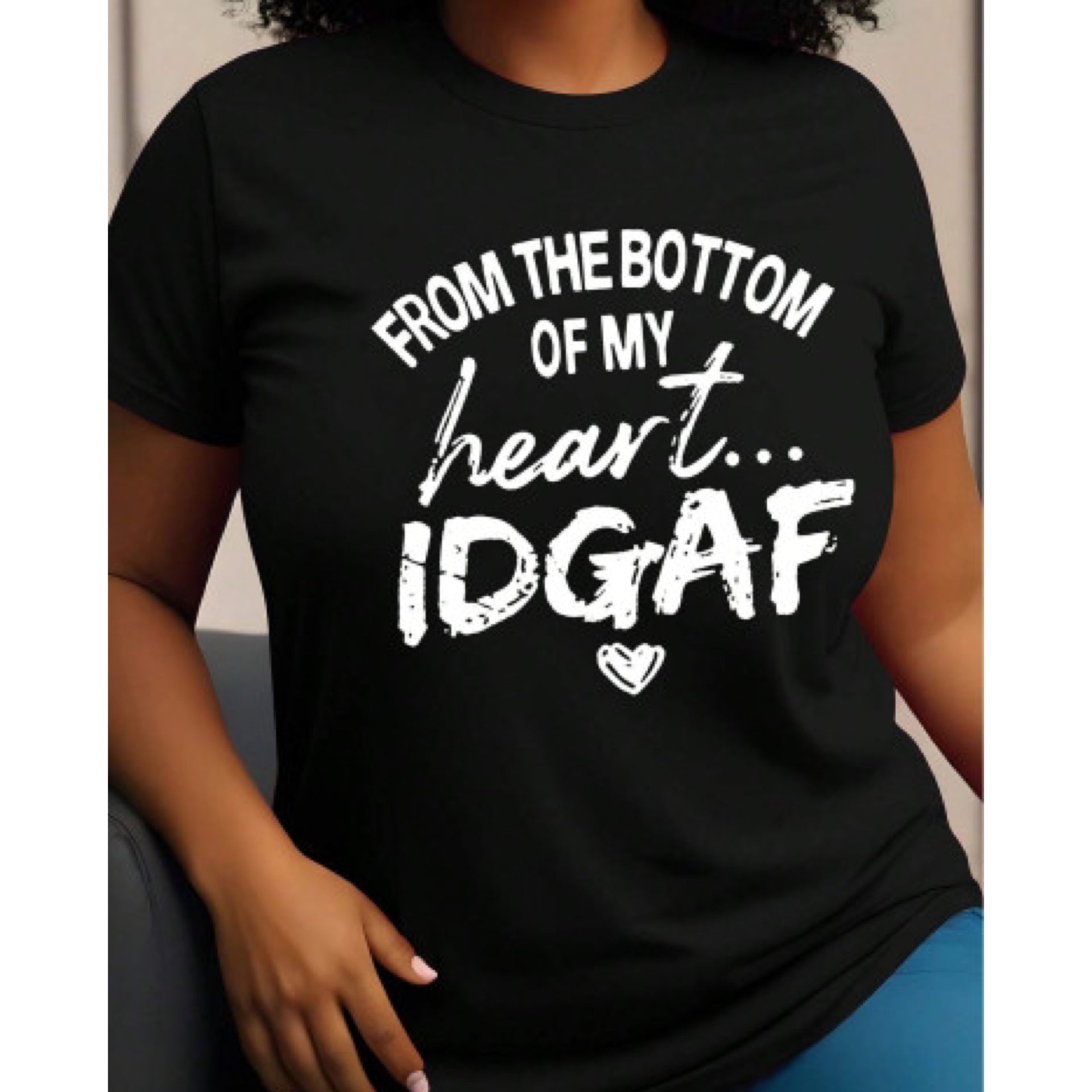 “IDGAF” Black Short Sleeve Graphic Tee Shirt