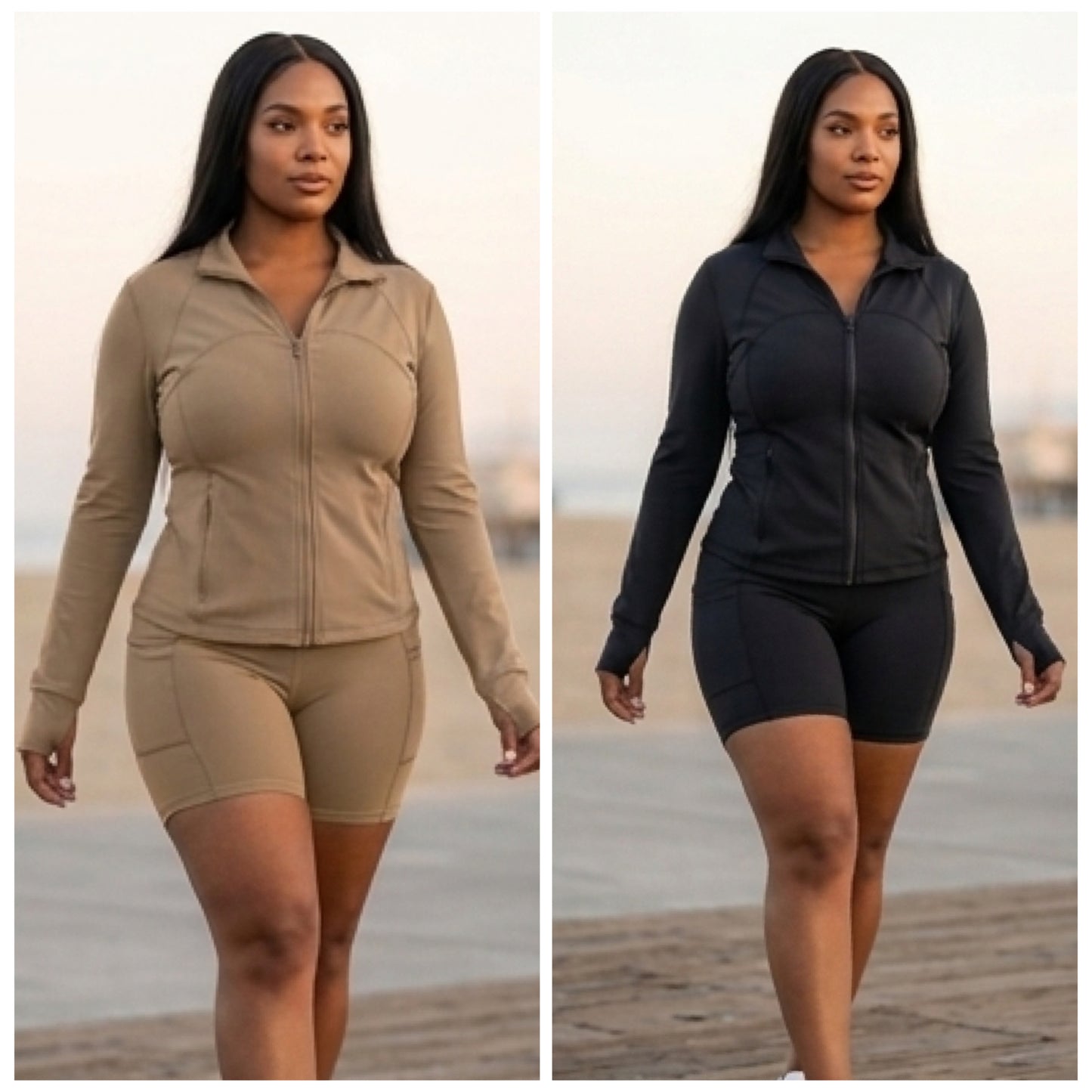 “Eve” Long Sleeve Jacket Biker Short Set