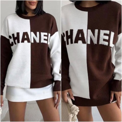 Chocolate Cream Mini Sweater Dress