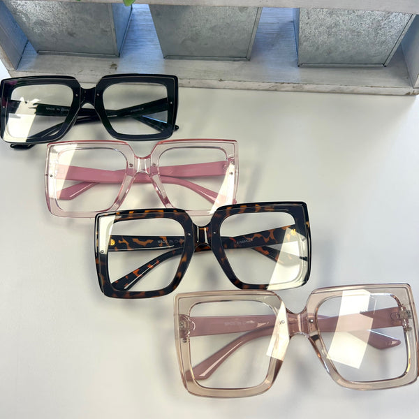 Plastic Square Frame Clear Lens Fashion Glasses