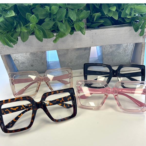 Plastic Square Frame Clear Lens Fashion Glasses