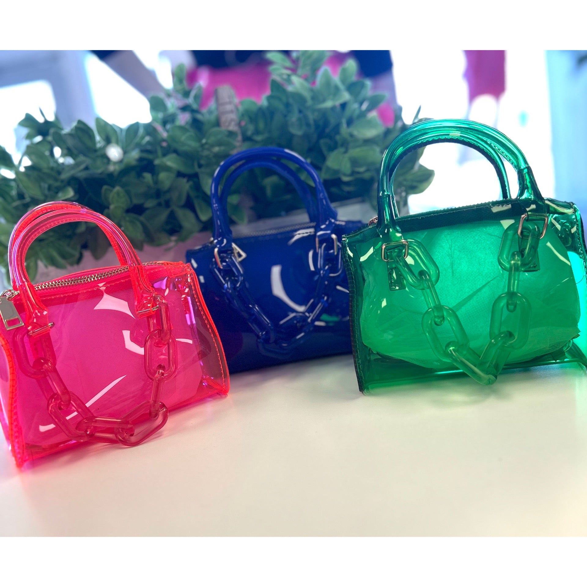 Transparent Square Plastic Crossbody Handbag