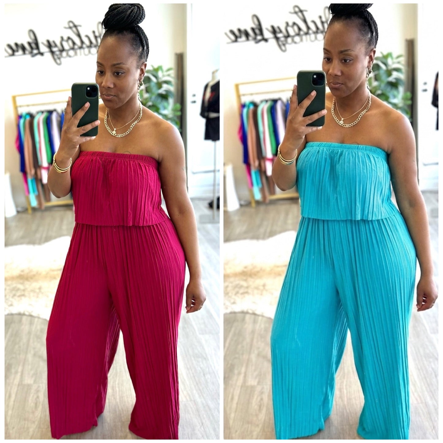 “Love Story” Pleated Halter Jumpsuit