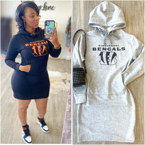Cotton Bengals Fitted Hoodie Dress