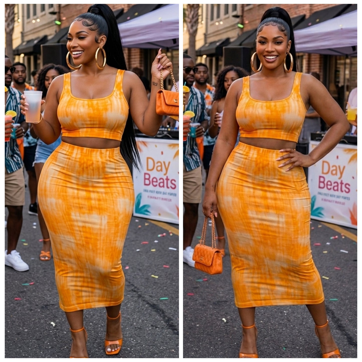 “Creamsicle” Ribbed Orange 2 Piece Skirt Set