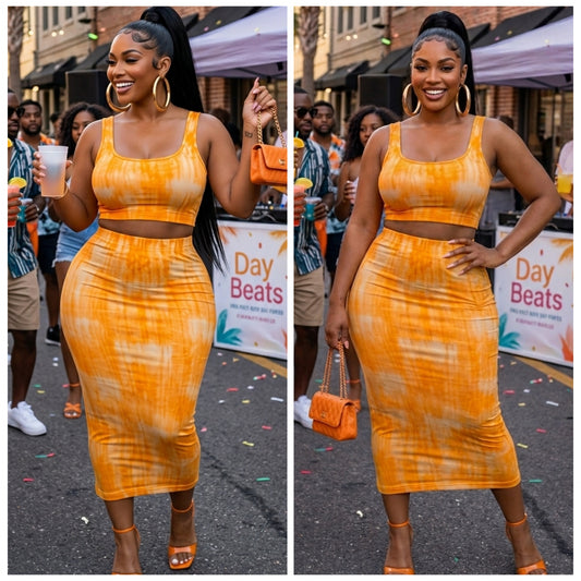 “Creamsicle” Ribbed Orange 2 Piece Skirt Set