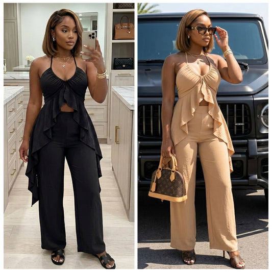 “Let it Flow” 2 Piece Halter and Pant Set