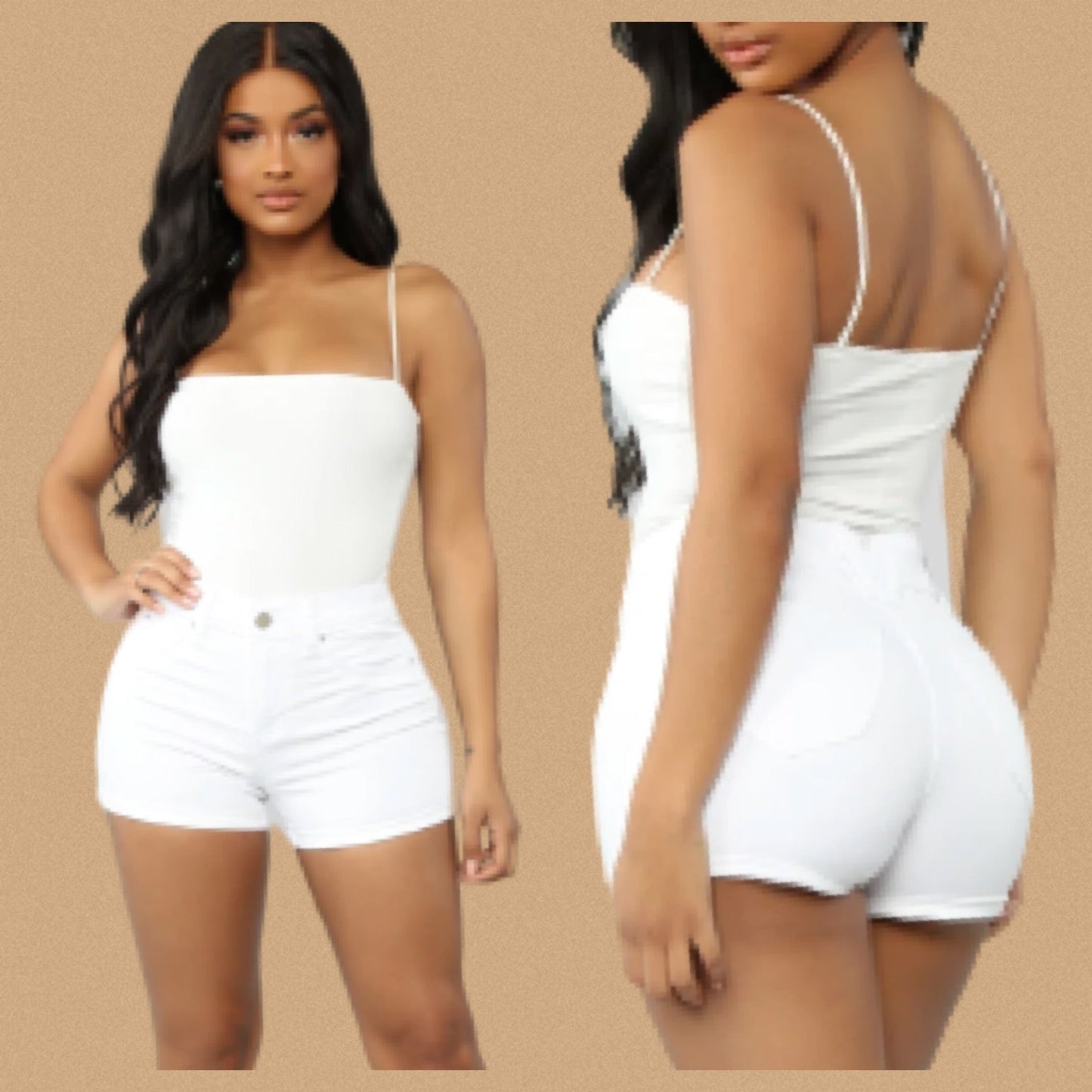High Waist Stretch Denim Shorts