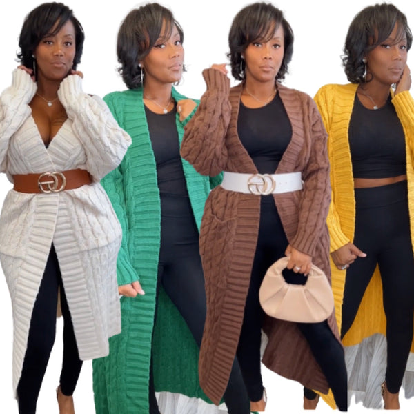 “Anastasia” Cable Knit Cardigan Sweater