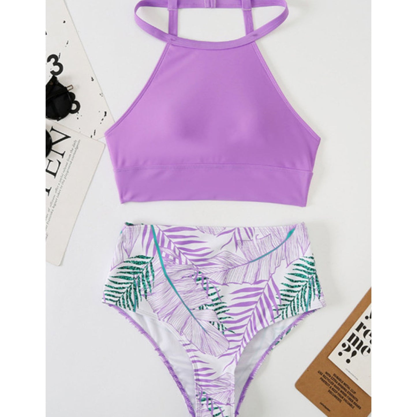 “Kona” Purple High Waisted 2 Piece Swimsuit