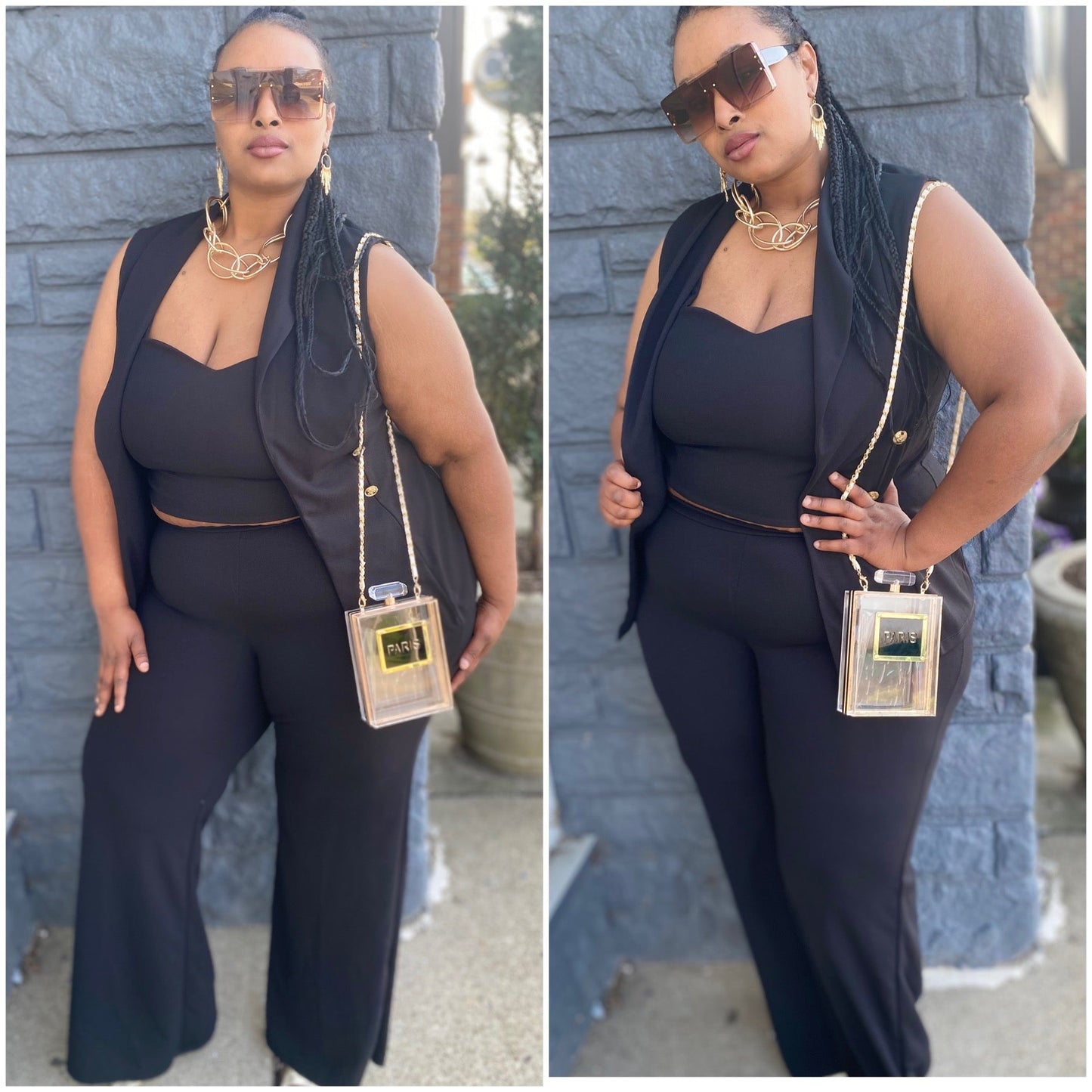 “Victoria” 3X Black 3 Piece Pant & Jacket Set
