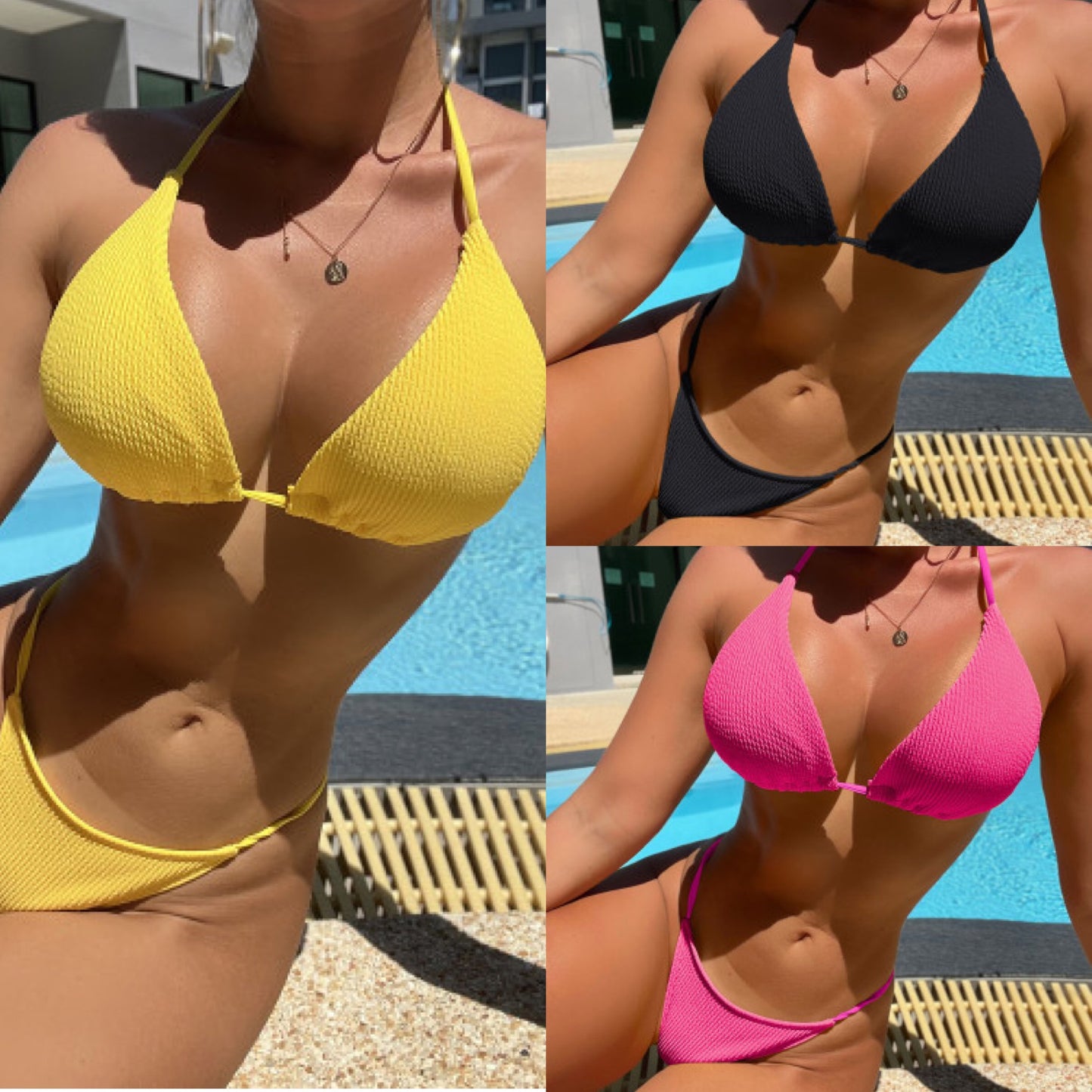 “Waves” 2 Piece Ribbed Thong Bikini Swim Set
