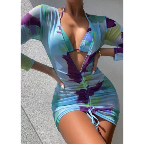 “Splash” 3 Piece Bikini & Coverup