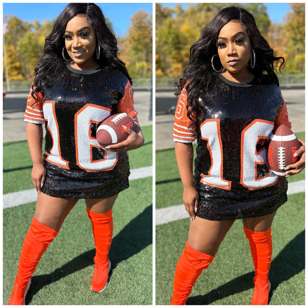 “Touchdown” Sequin Football Jersey Shirt Dress (FINAL SALE)