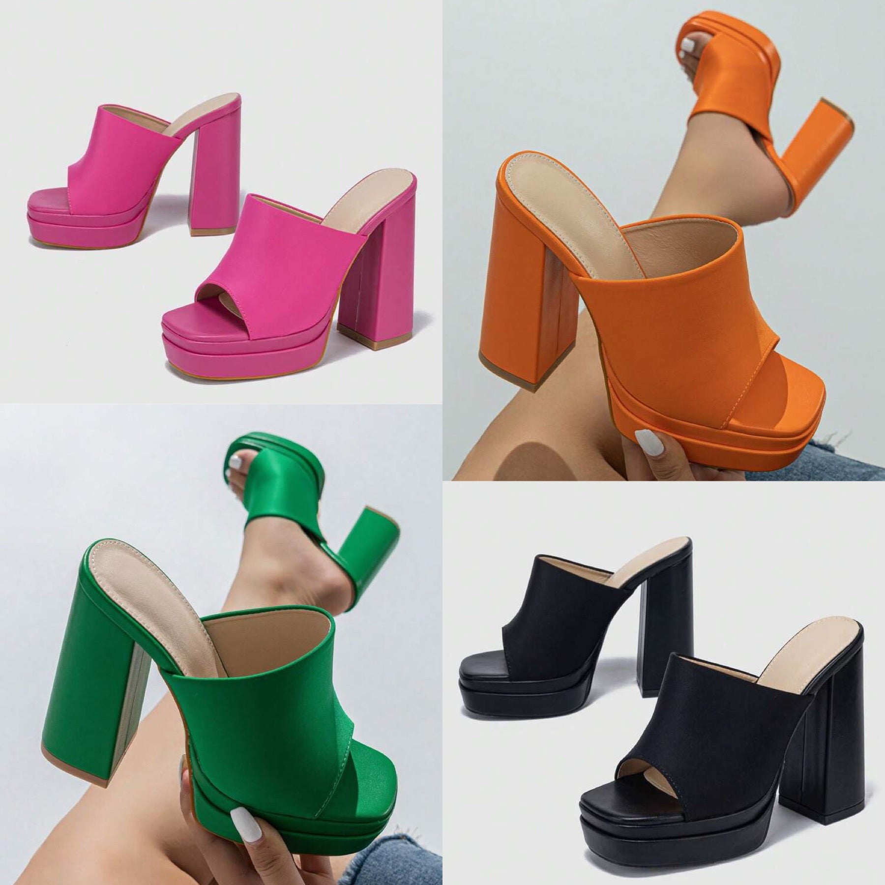 “Lizzo” Chunky Platform Mule Heels