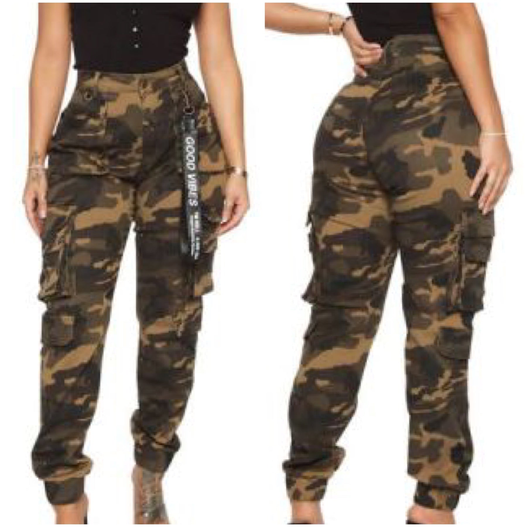 Good Vibes Camo Pants | Rank & Sugar new
