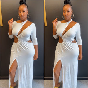 “Wifey” Cutout White Maxi Dress
