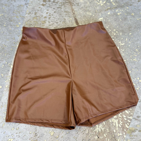 “Brown Suga” Faux Leather Shorts