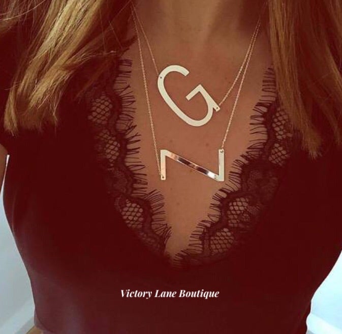 “Love Letters” Sideways Letter Necklace