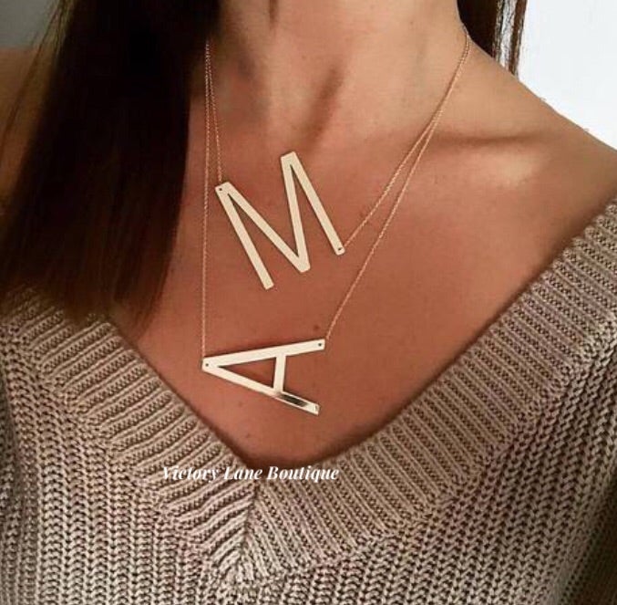 “Love Letters” Sideways Letter Necklace