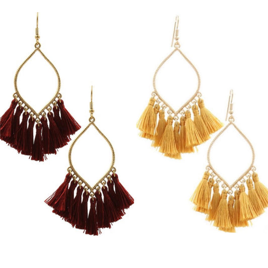 Tassel Drop Gold Earrings