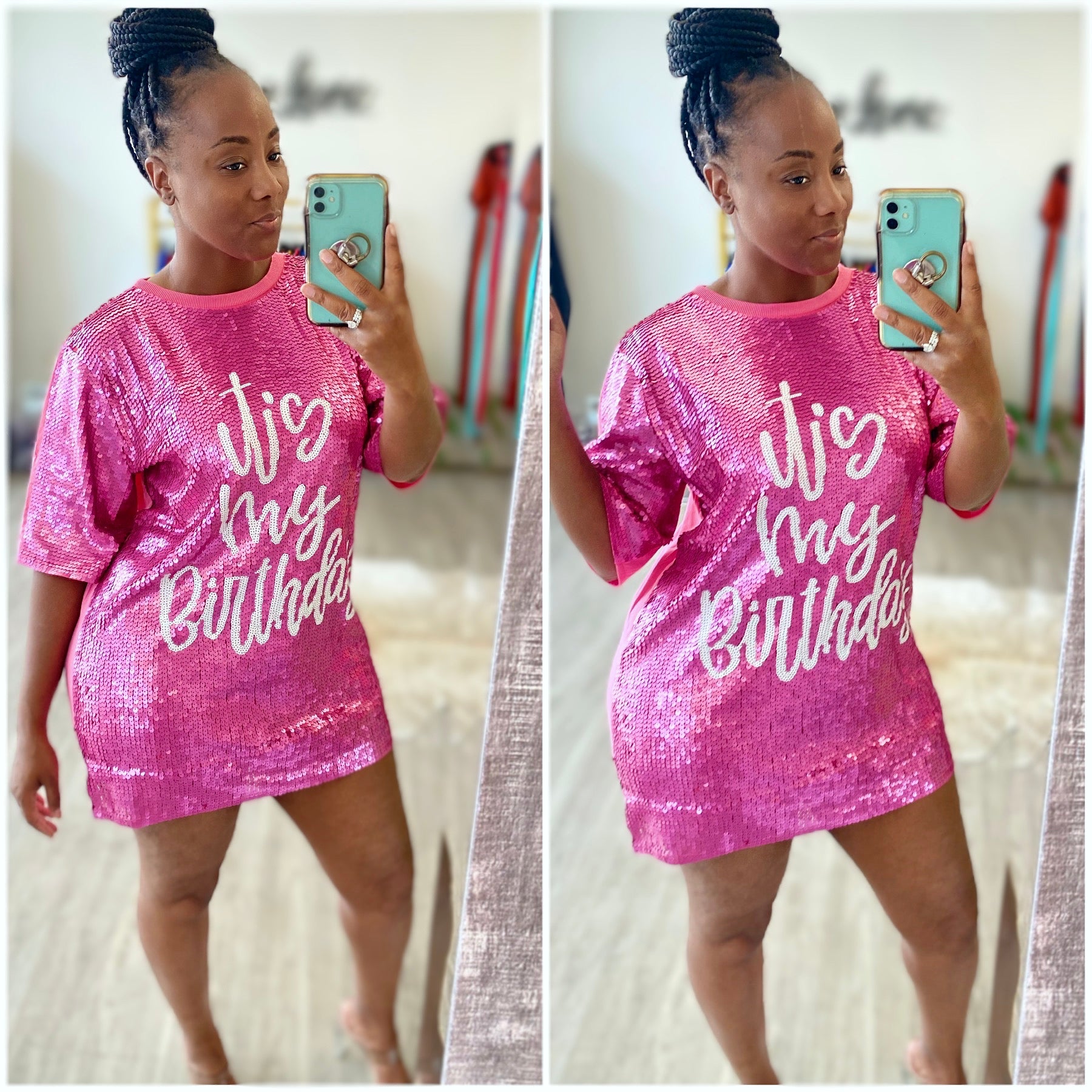 It's My Birthday” Stretch Sequin Shirt Dress FINAL SALE – Victory Lane  Boutique