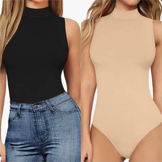 Smooth Mock Neck Sleeveless Bodysuit
