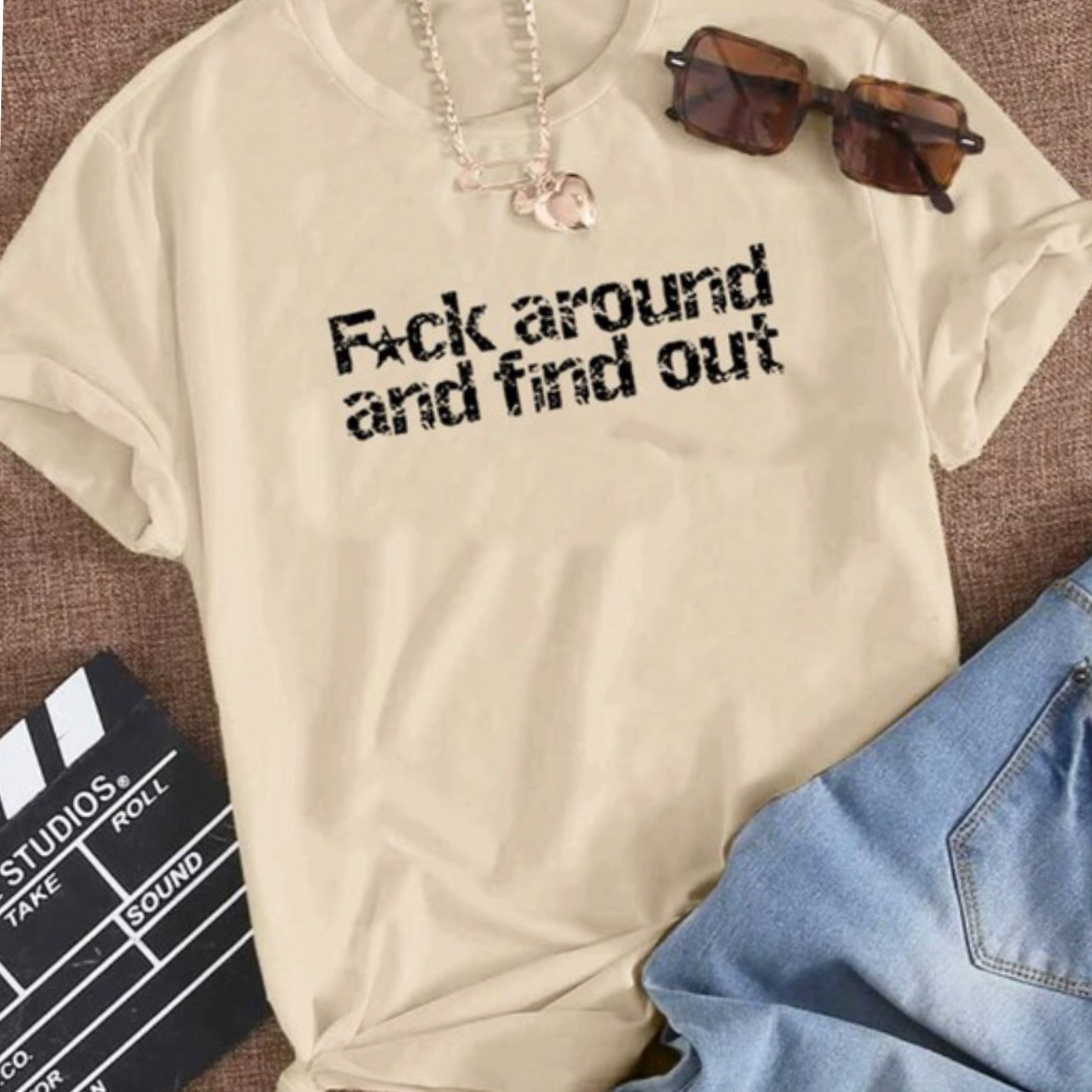 “Find Out” Short Sleeve Crew Neck Tee Shirt