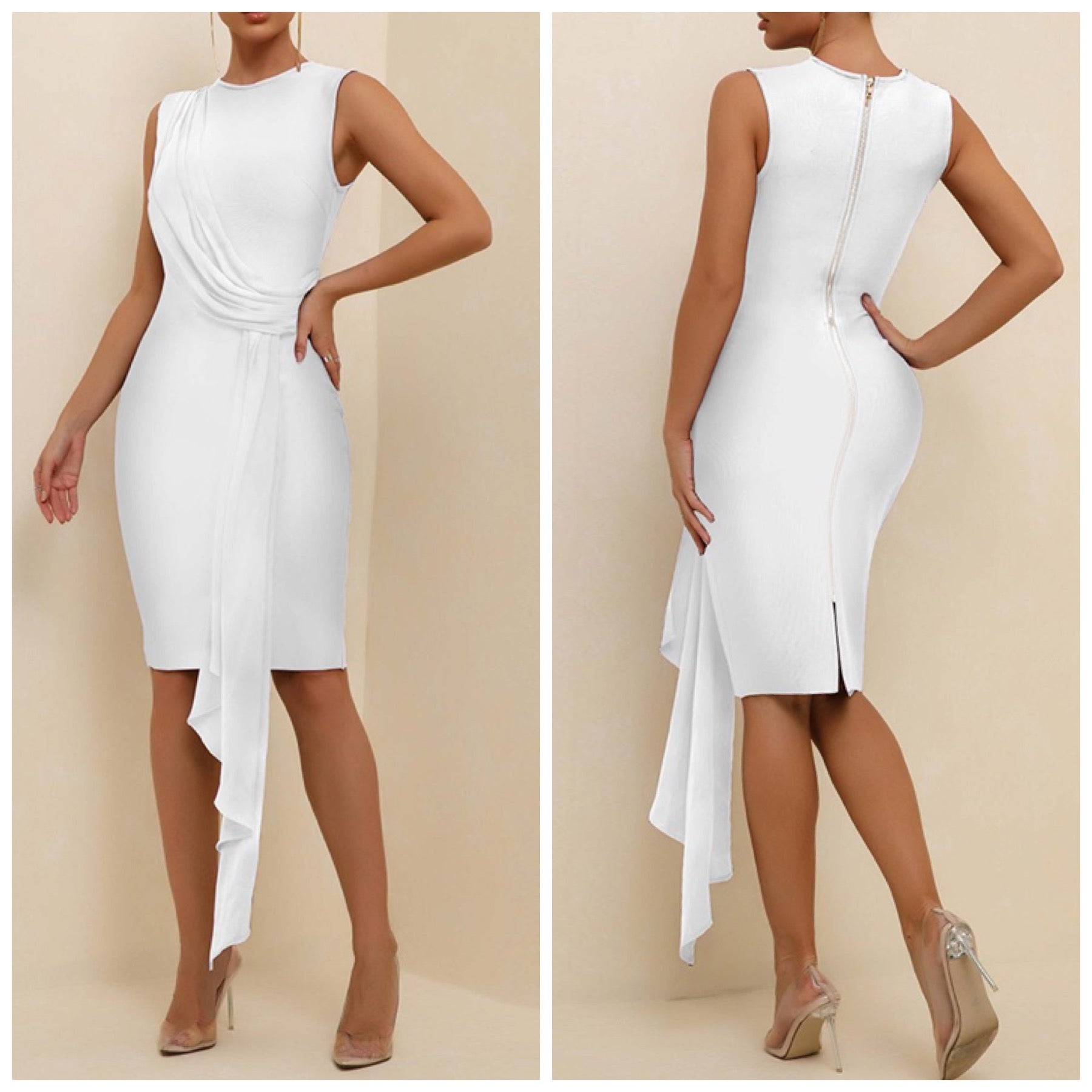 “Elegance” White Bandage Midi Dress (FINAL SALE)