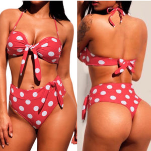 Red Polka Dot 2 Piece Bikini Swimwear