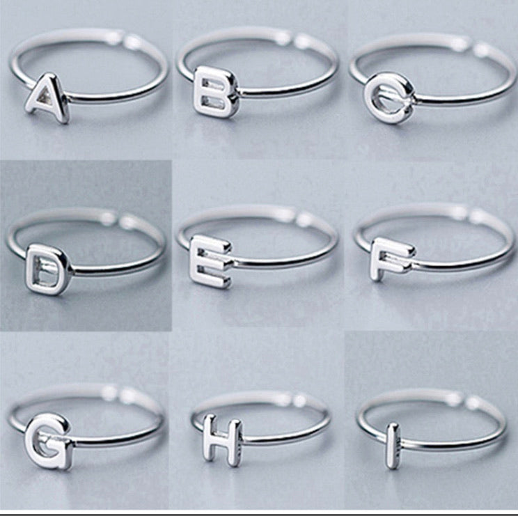 silver initial ring