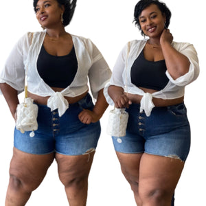 “Divalicious” High Waist Button Denim Shorts